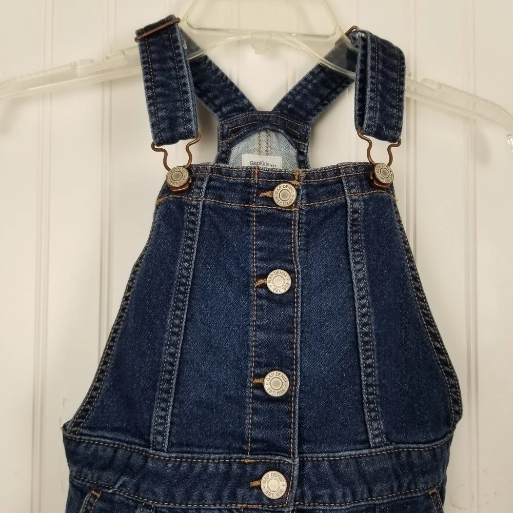 Denim Bib Pinafore Dress Skirtall Gap Kids Small 6/7 Regular Blue Button Front